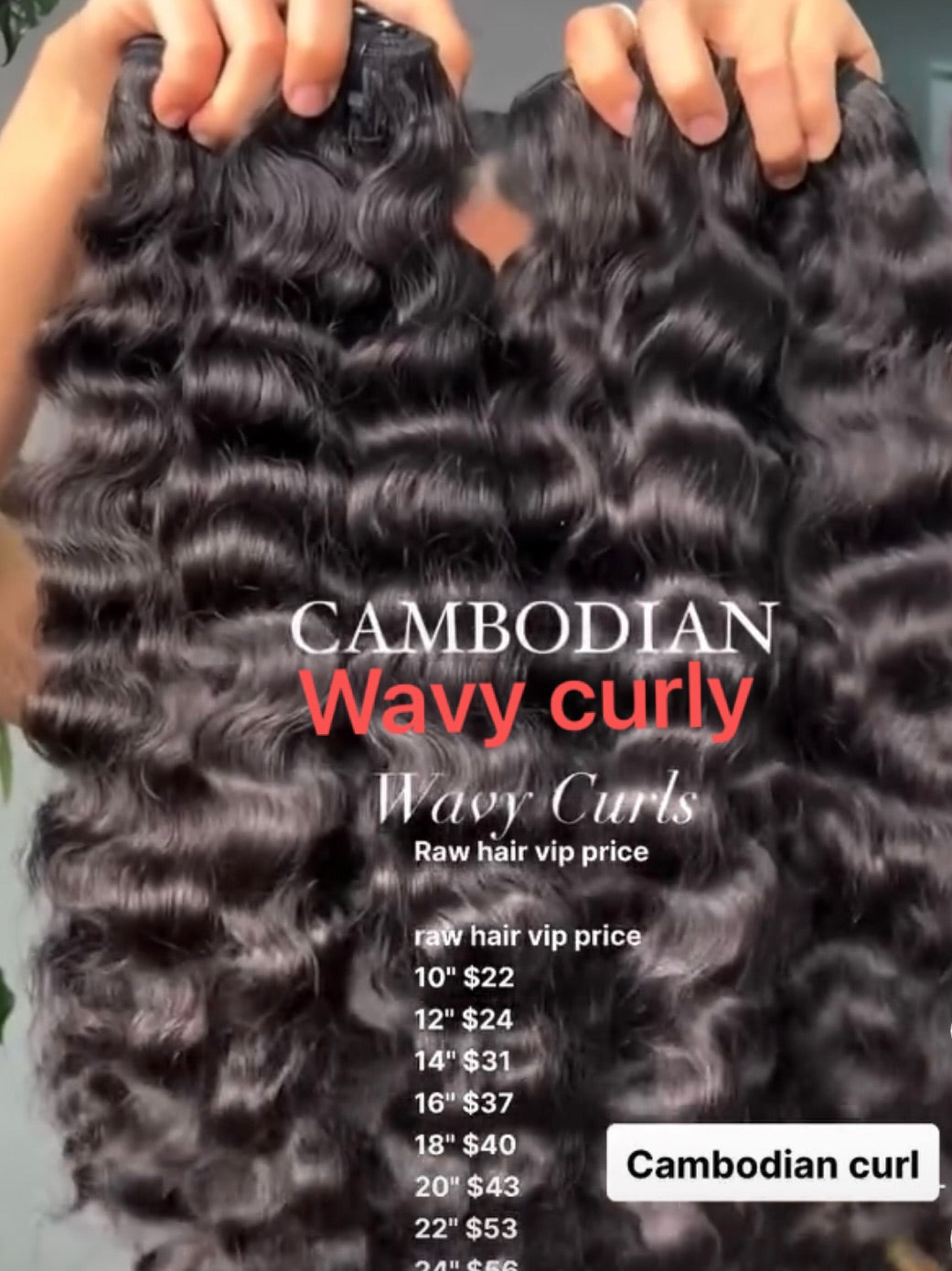 Indian Curly/Cambodian deep wavy/ Wavy Curl /Burmese Kinky